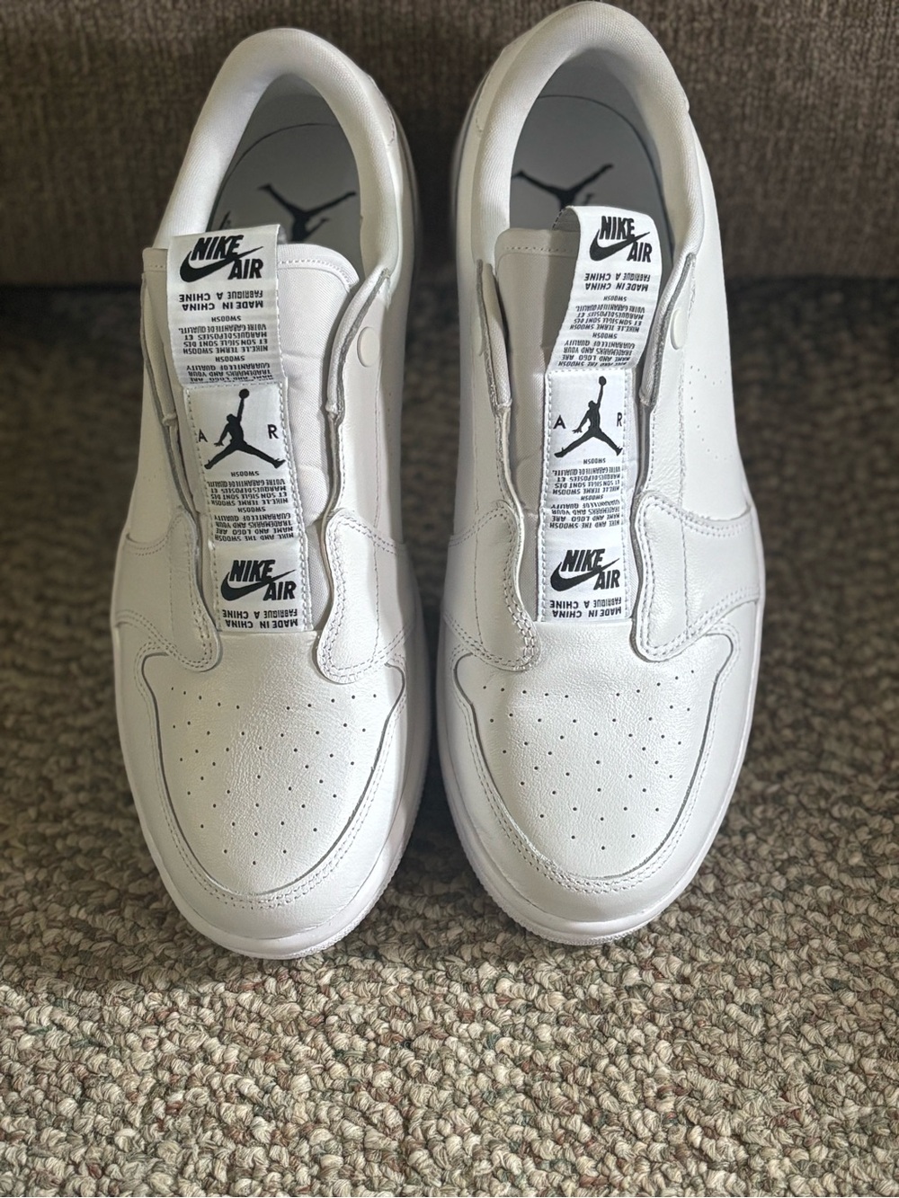 Nike Air Jordan 1 Retro Low Slip White Leather Sneakers for Men 10.5 or Women 12